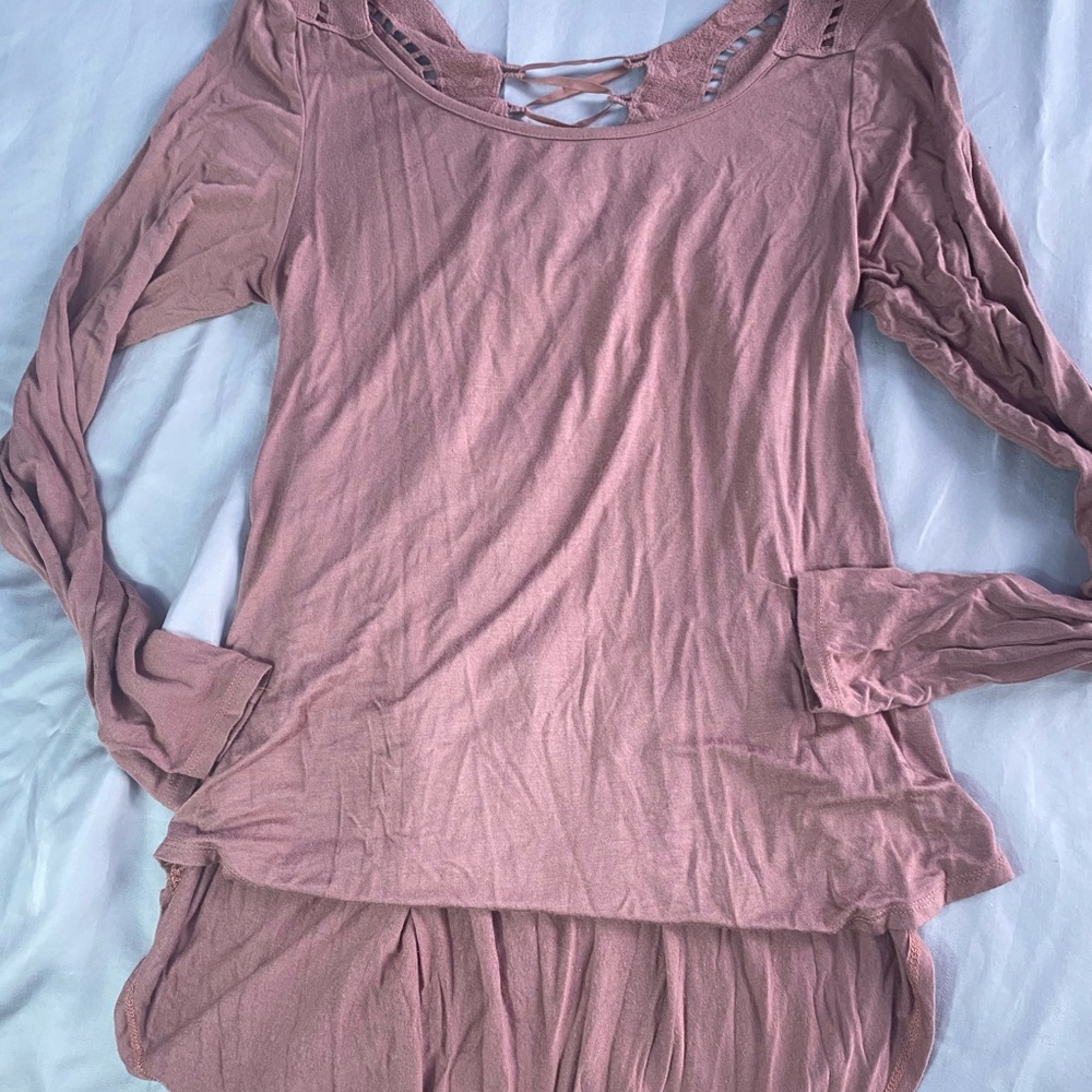 Chic Lace-Up Back Y2K Top in Mauve Medium - Picture 7 of 7